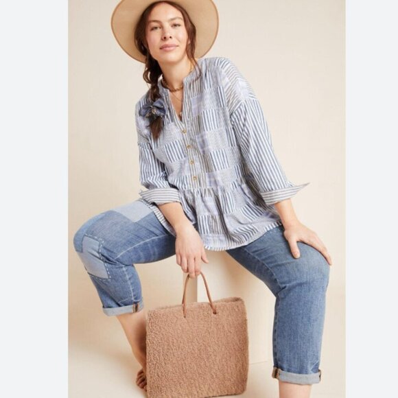 Anthropologie Maeve The Zoe swing blouse pullover oversized relaxed style size S - Picture 3 of 8